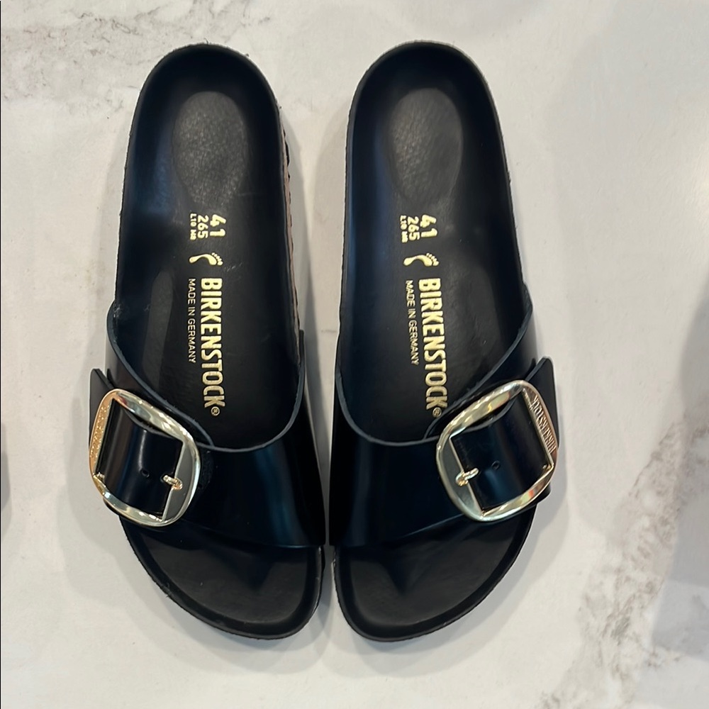 Birkenstock Women's Madrid Big Buckle High Shine Slide Sandals, Size 41. New.